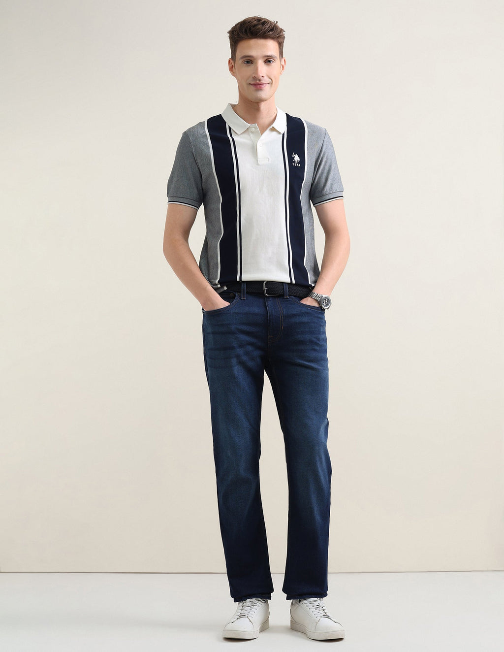 Colourblocked Slim Fit Polo Shirt USP0