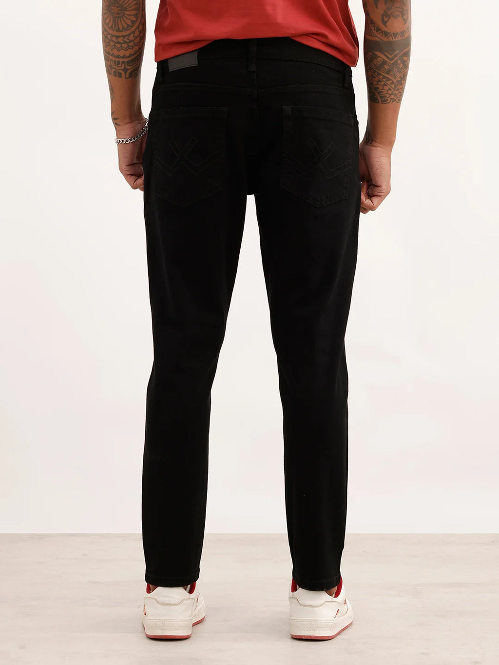 Solid Slim Crop Denim Jeans | Black