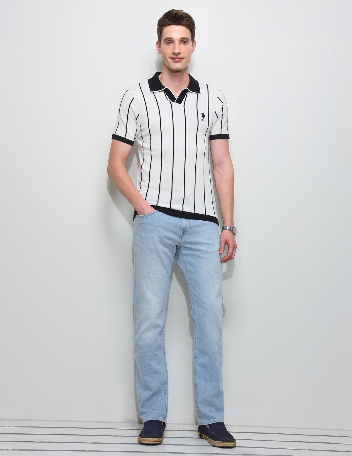 Vertical Striped Slim Fit Polo Shirt USP0