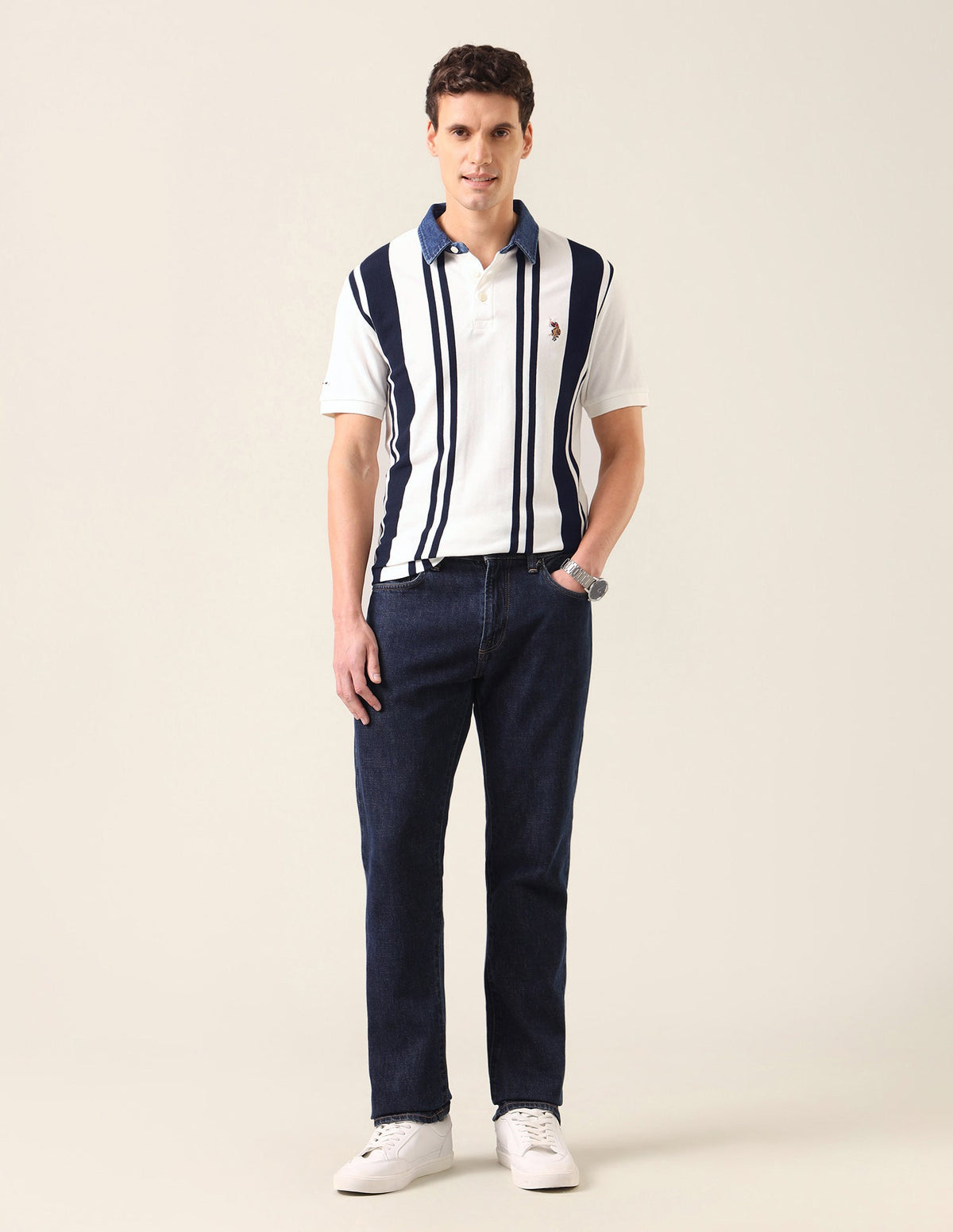 Vertical Striped Slim Fit Polo Shirt USP0