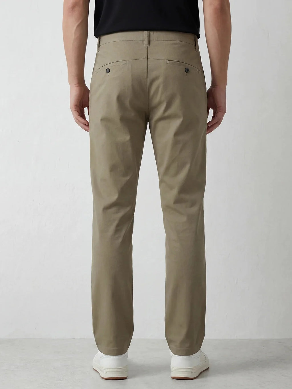 Straight Fit Solid Trouser | Khaki