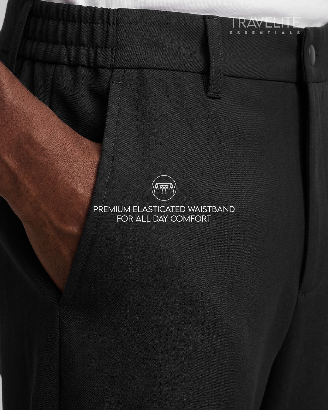 Travelite Straight Fit Trousers | Essential | Black