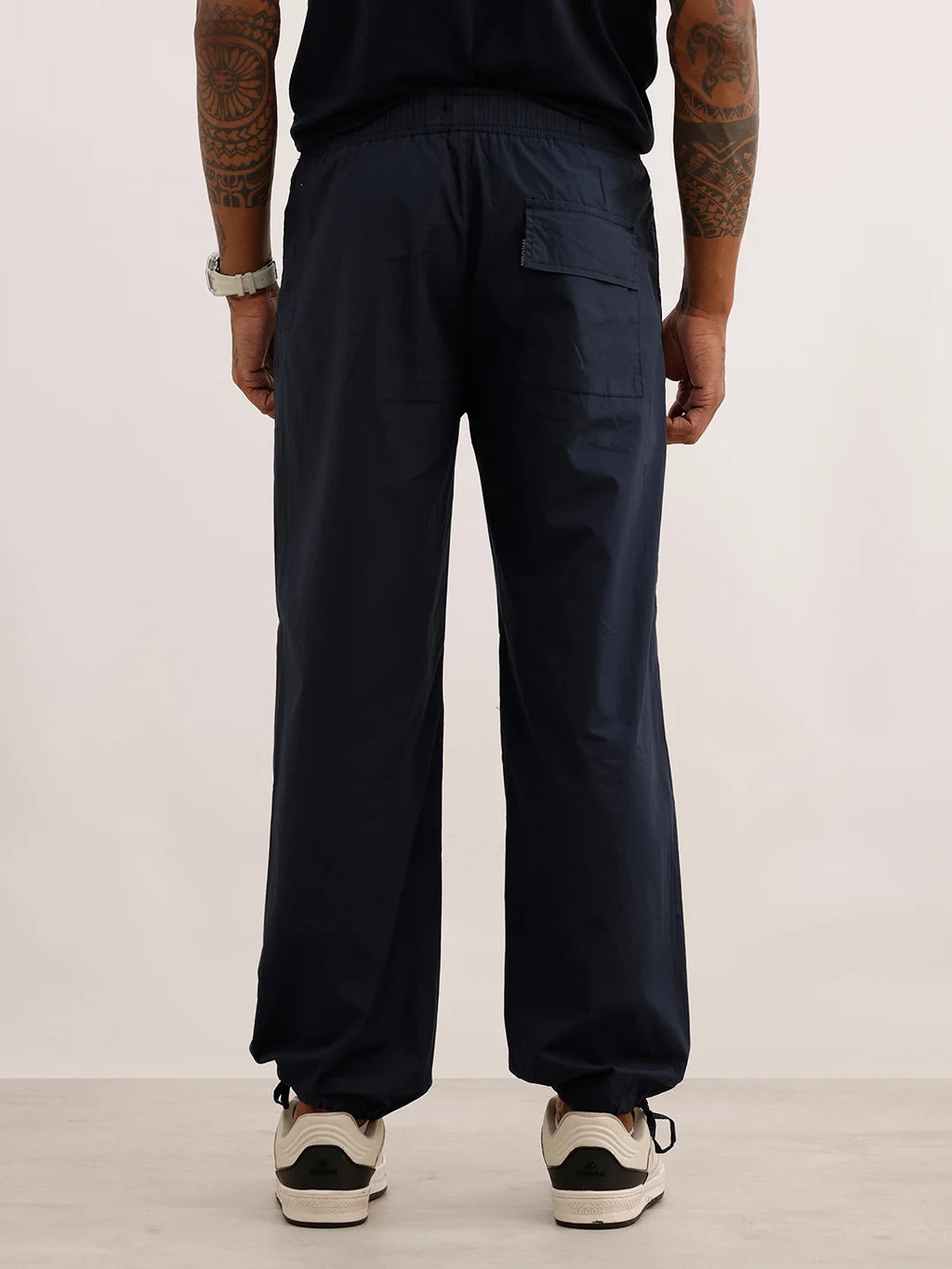 Classic Solid Loose Fit Trousers | Dark Blue