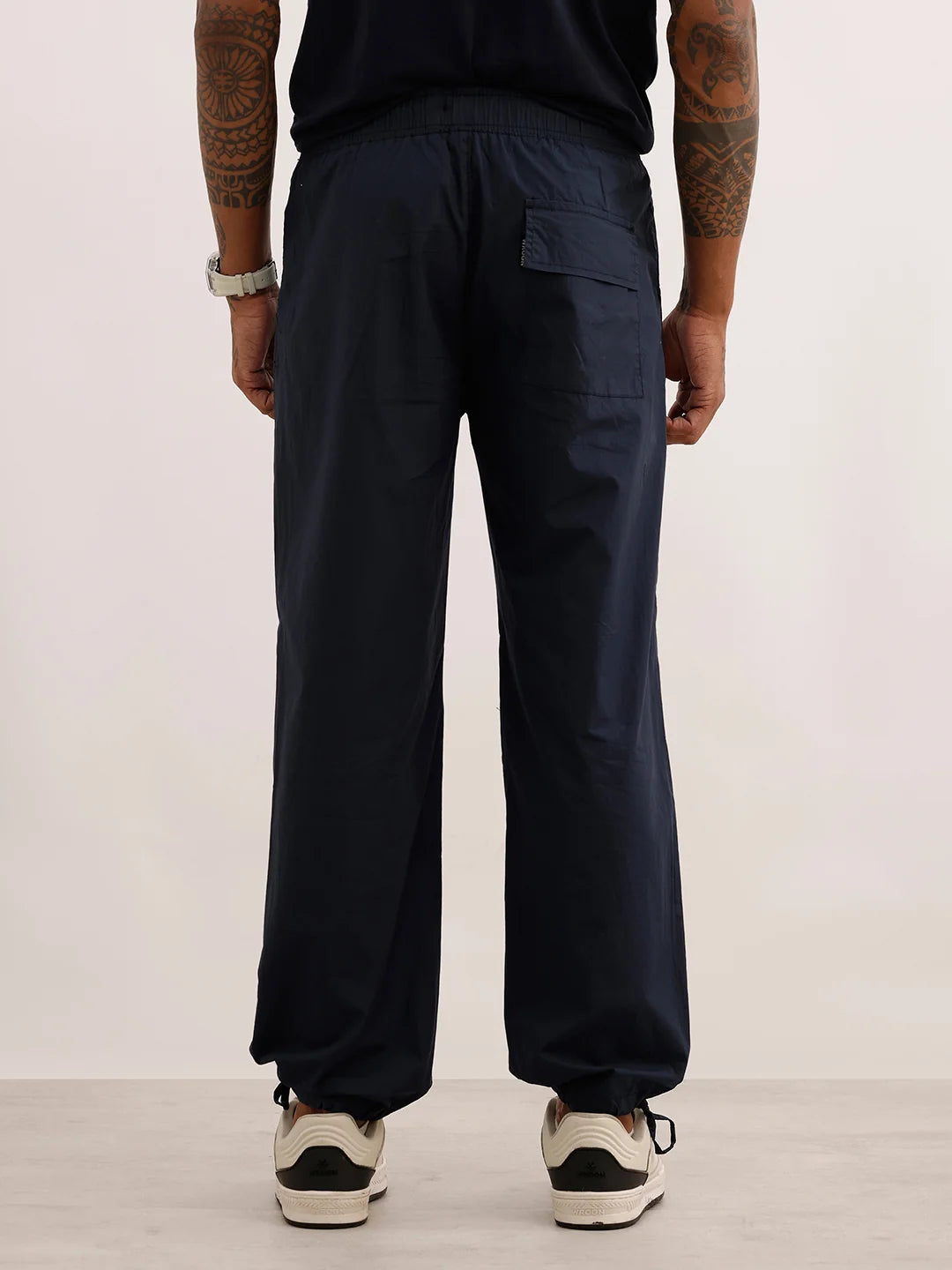 Classic Solid Loose Fit Trousers | Dark Blue