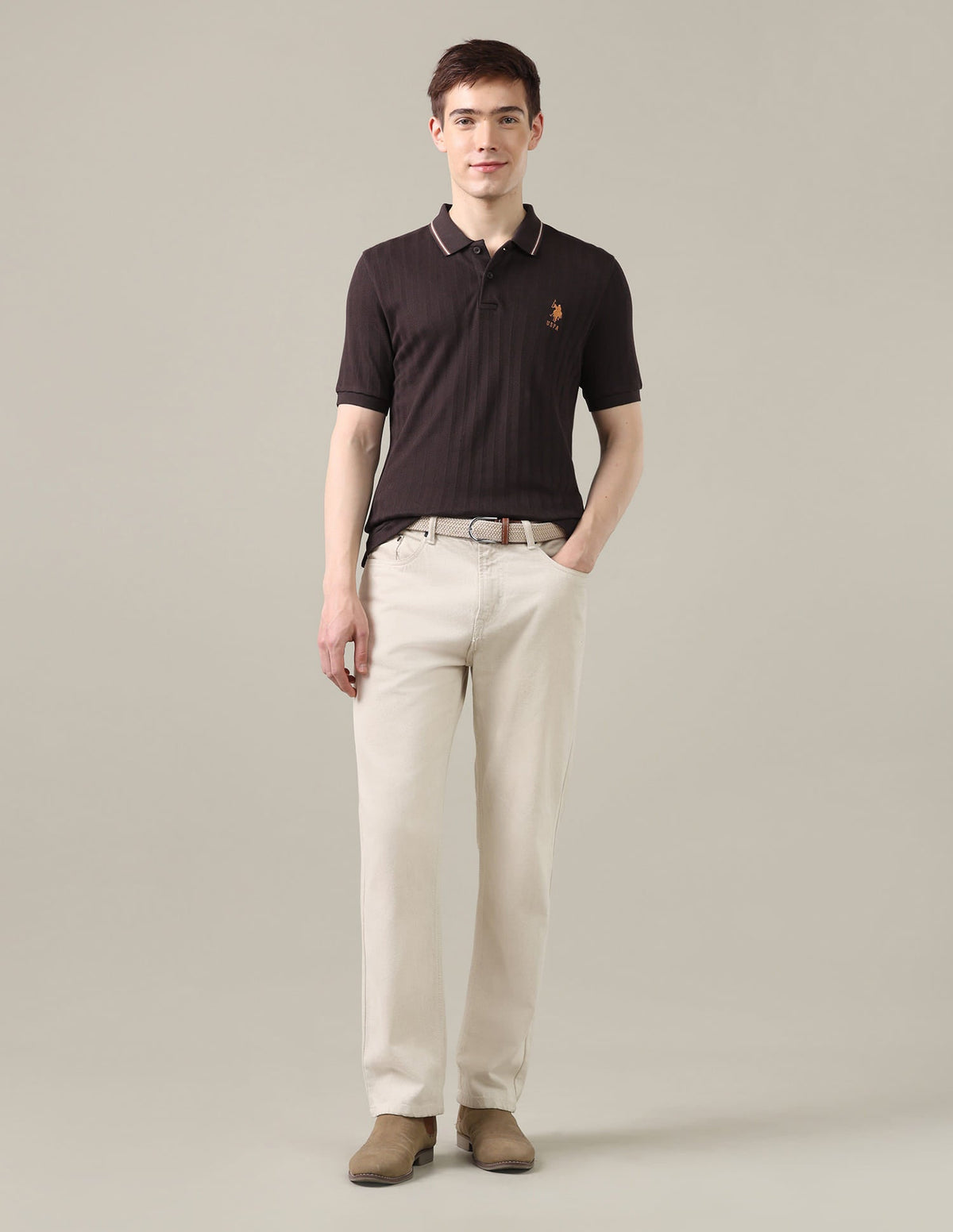 Textured Chevron Slim Fit Polo Shirt USP0