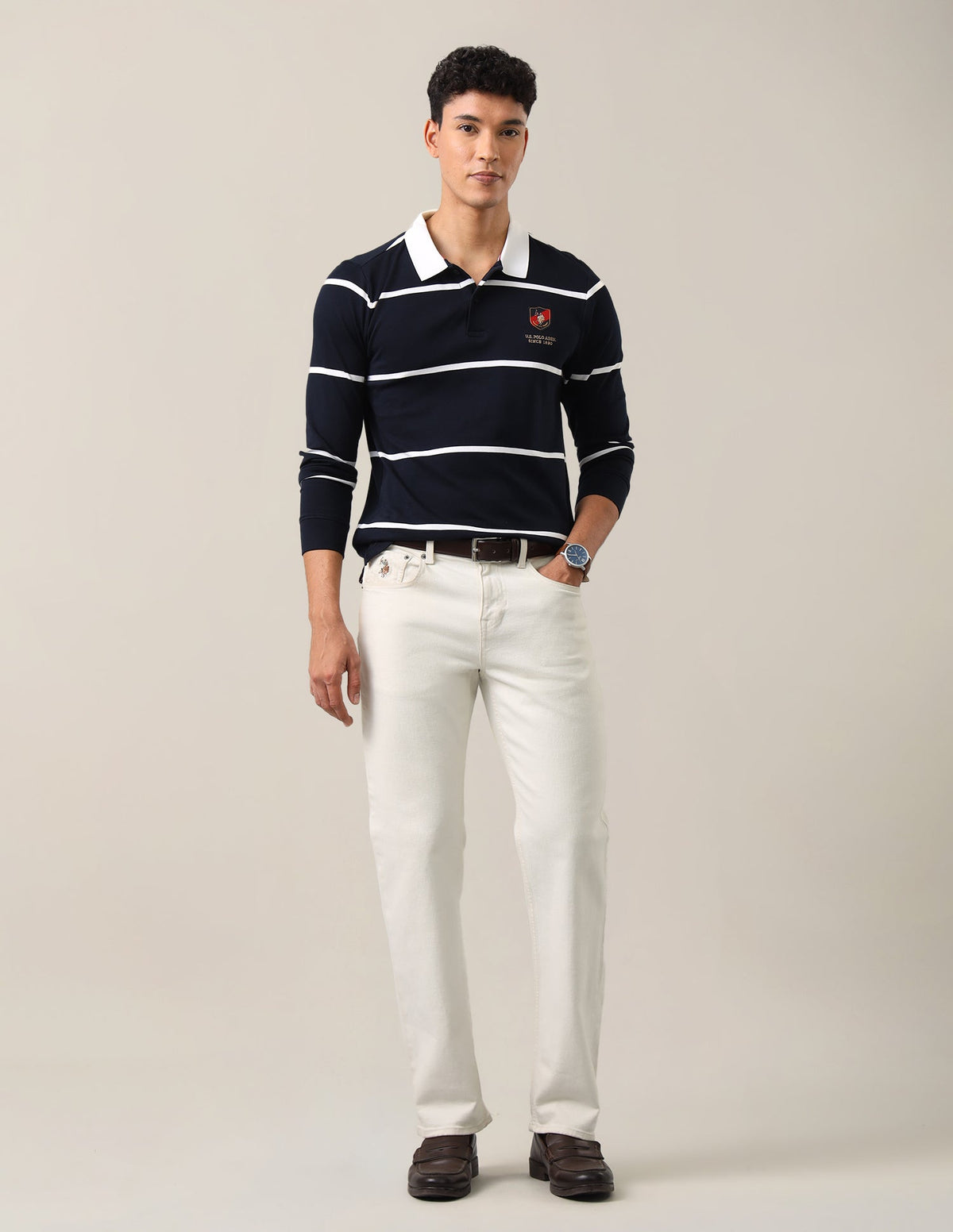 Horizontal Striped Slim Fit Polo Shirt USP0