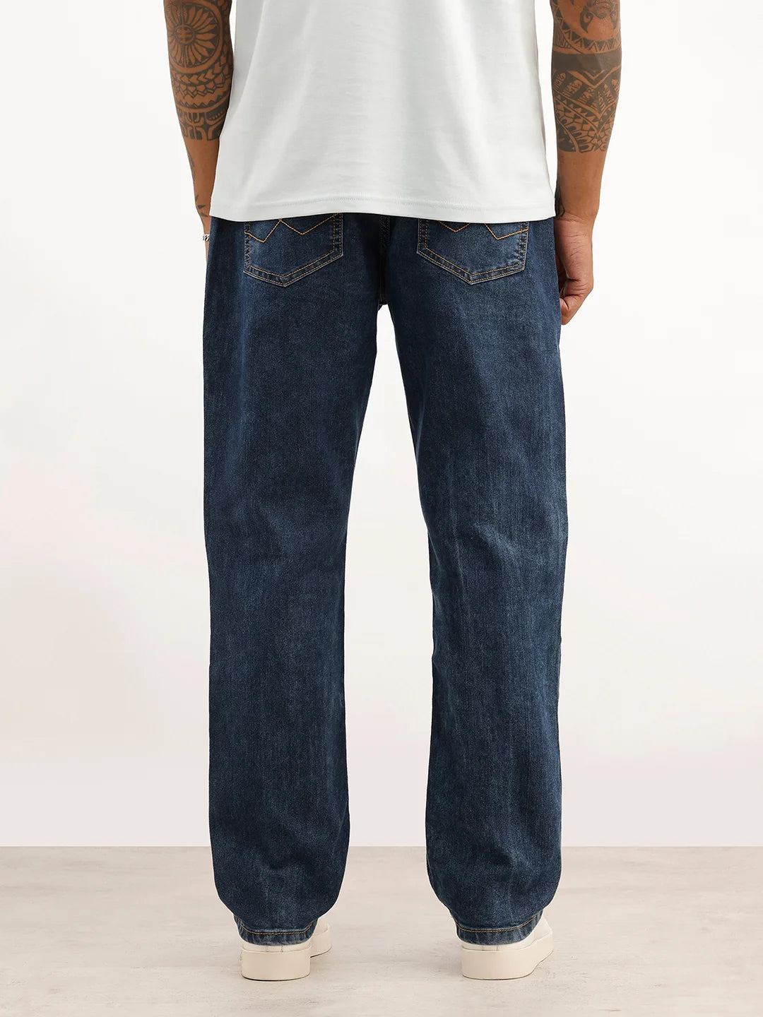 Washed Relaxed Fit Denim Jeans | Blue