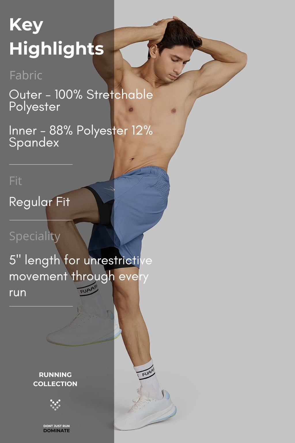 Hyper 5" Running Shorts Light Grey