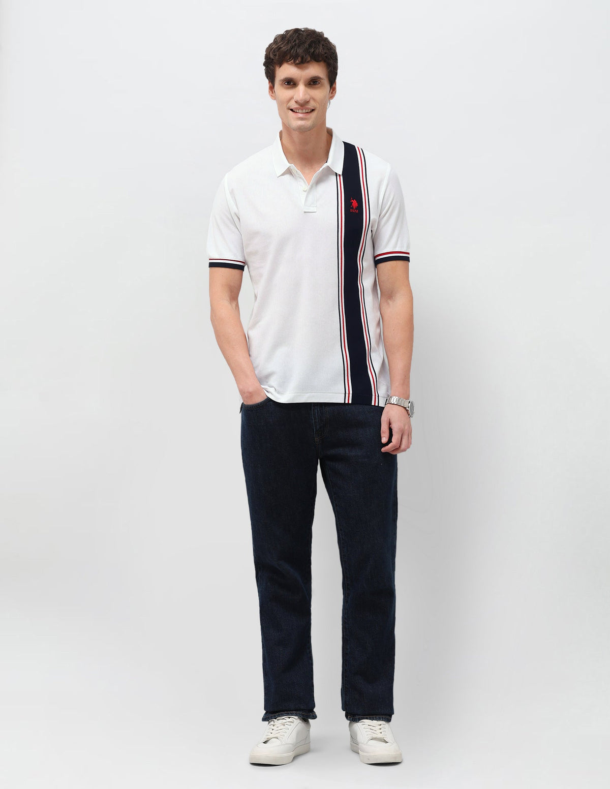 Vertical Striped Slim Fit Polo Shirt USP0