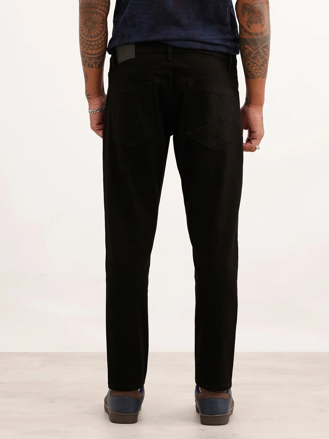 Solid Slim Crop Fit Denim Jeans | Black