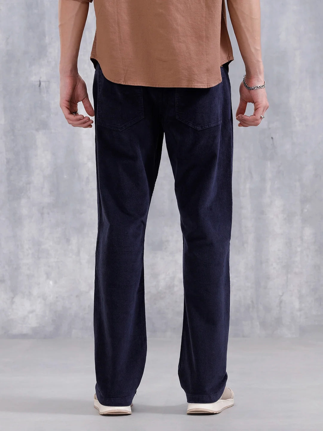 Wales Corduroy Straight Fit Trouser | Navy Blue