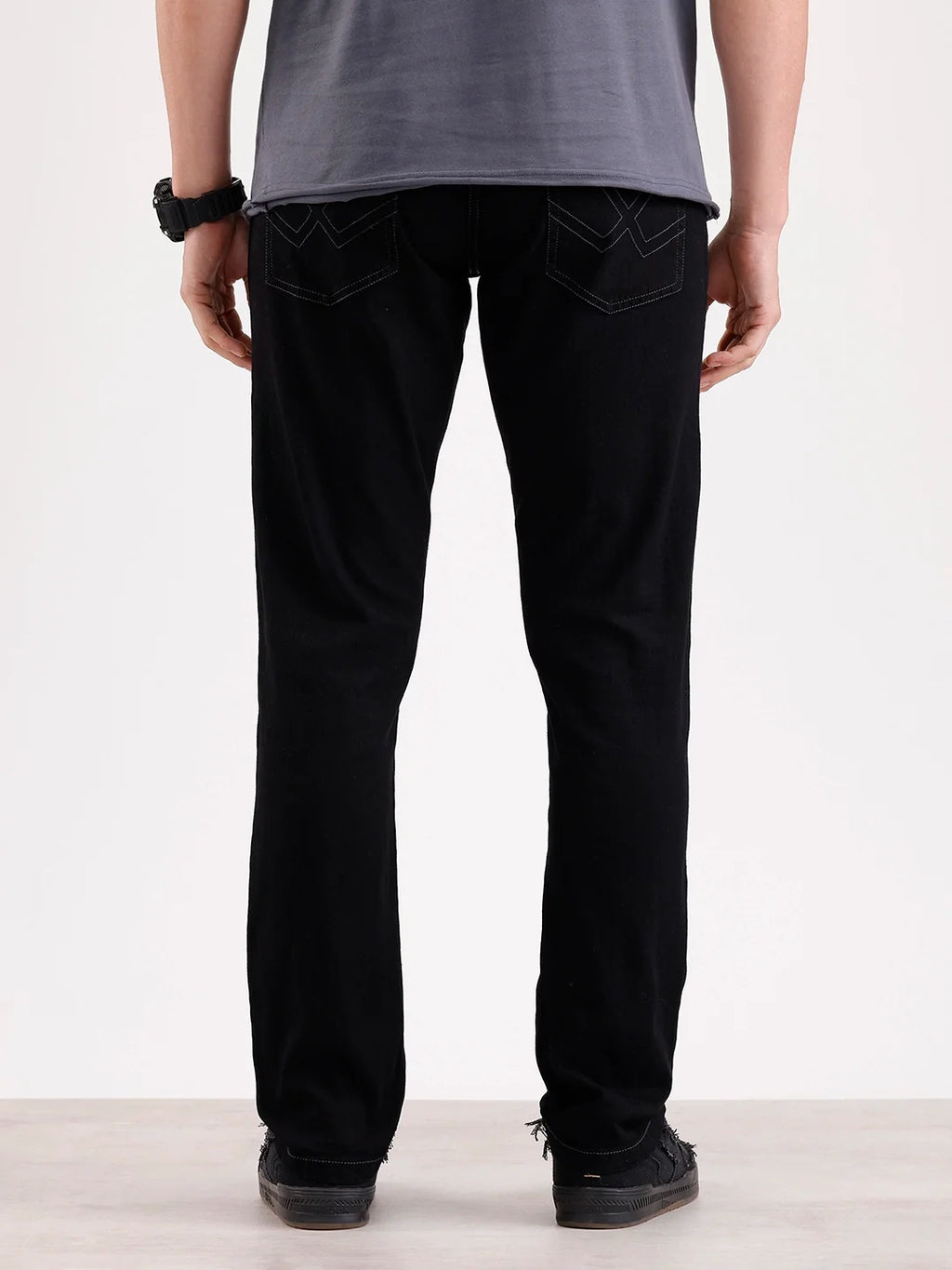Solid Slim Fit Denim Jeans | Black