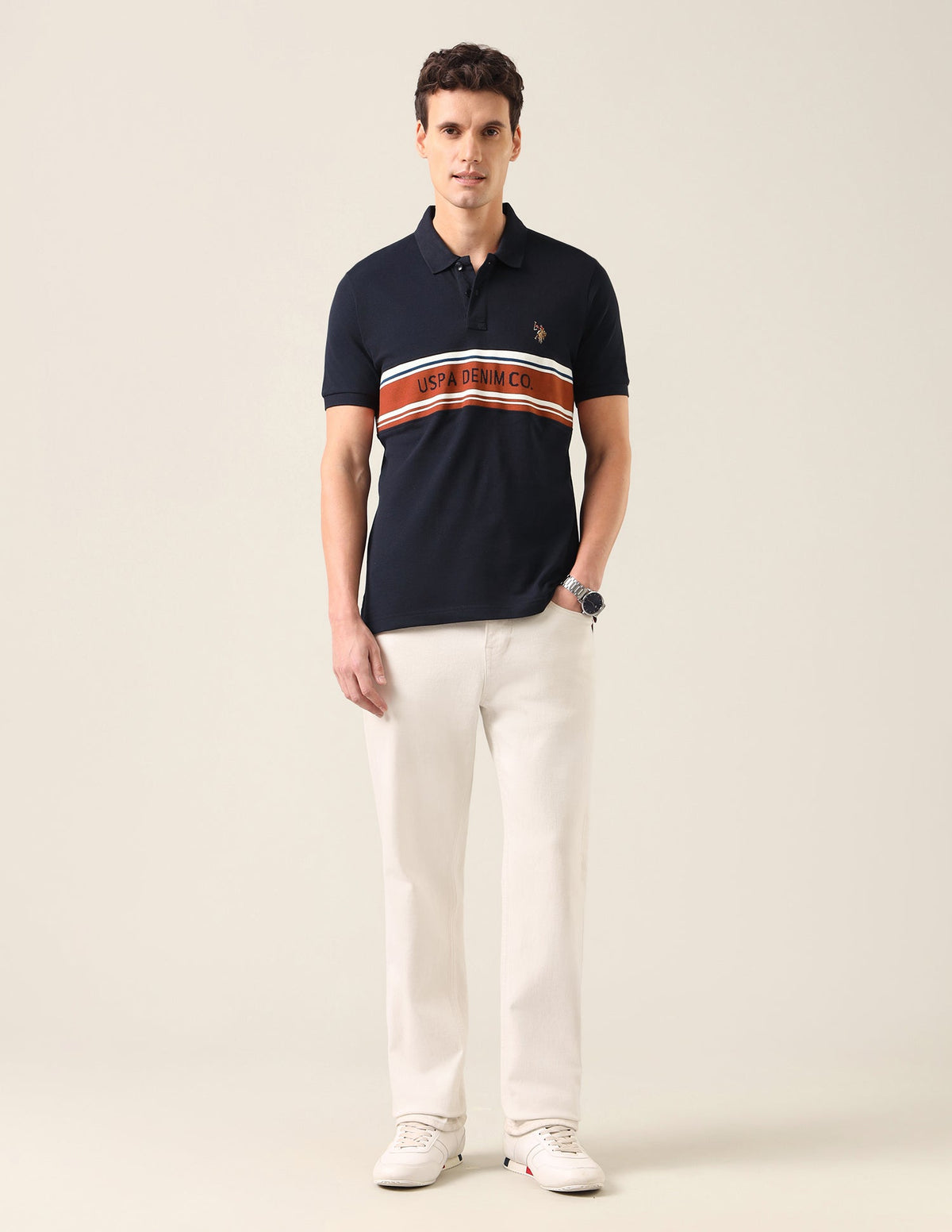 Brand Printed Slim Fit Polo Shirt USP0
