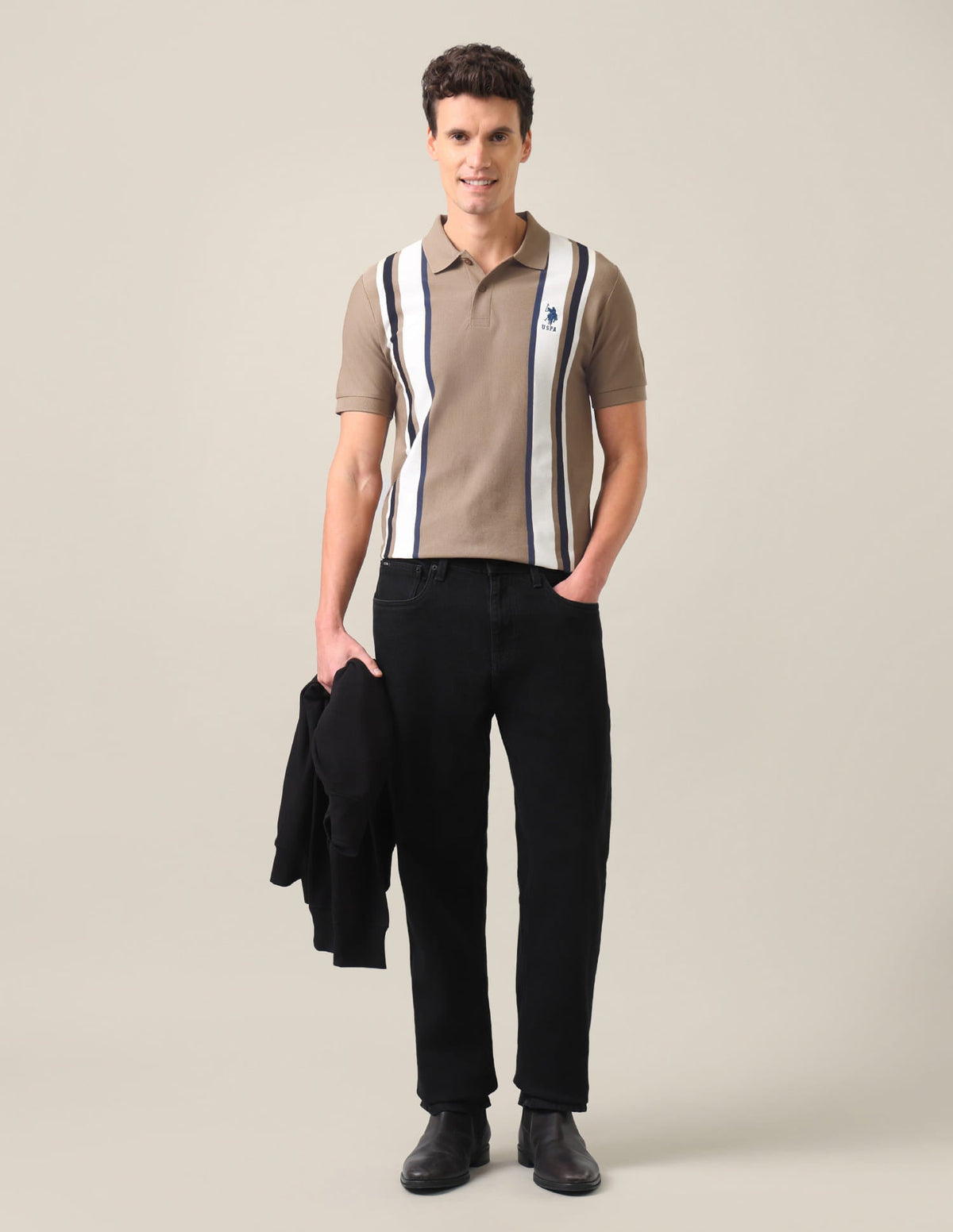Vertical Striped Slim Fit Polo Shirt USP0