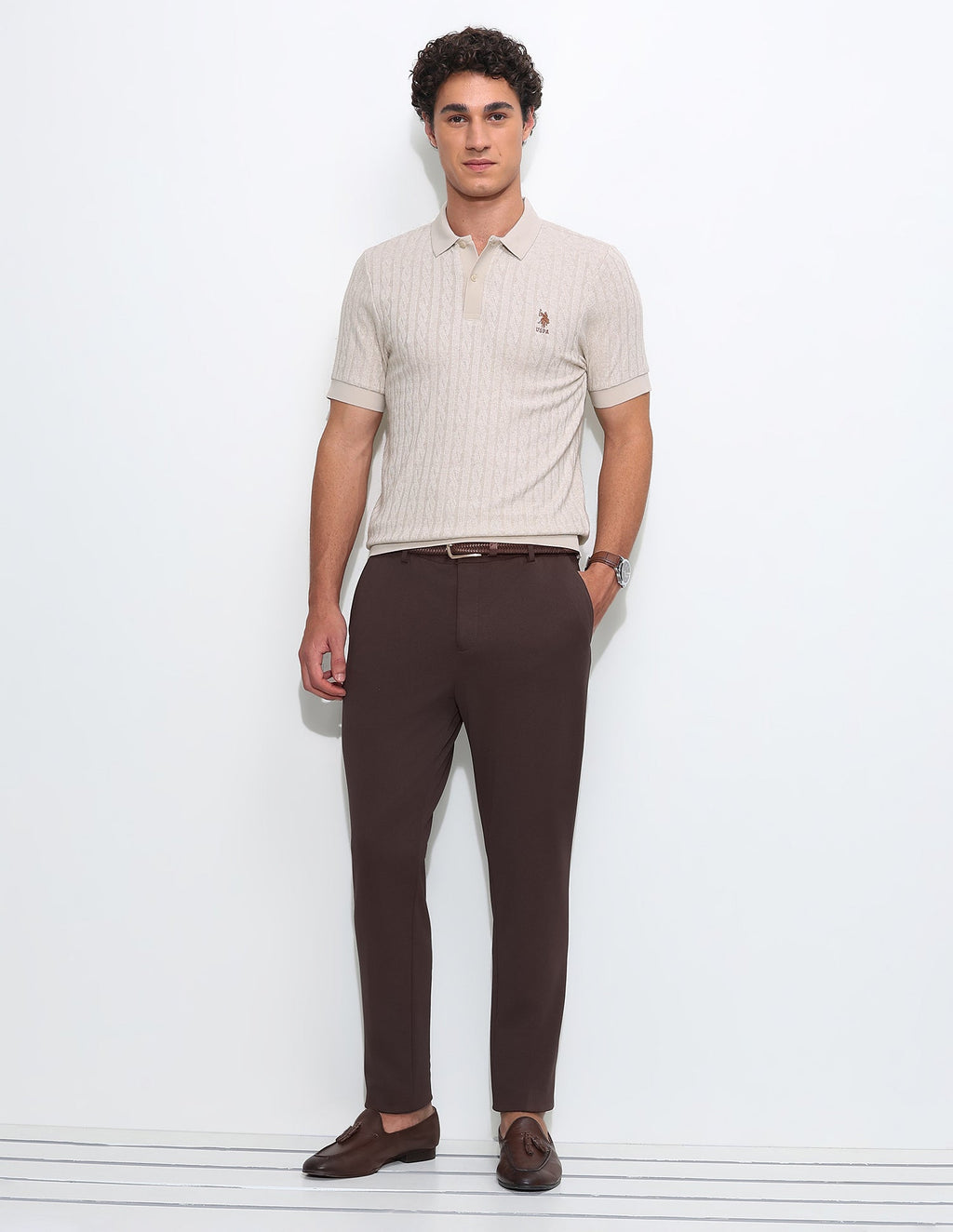 Textured Slim Fit Polo Shirt USP0