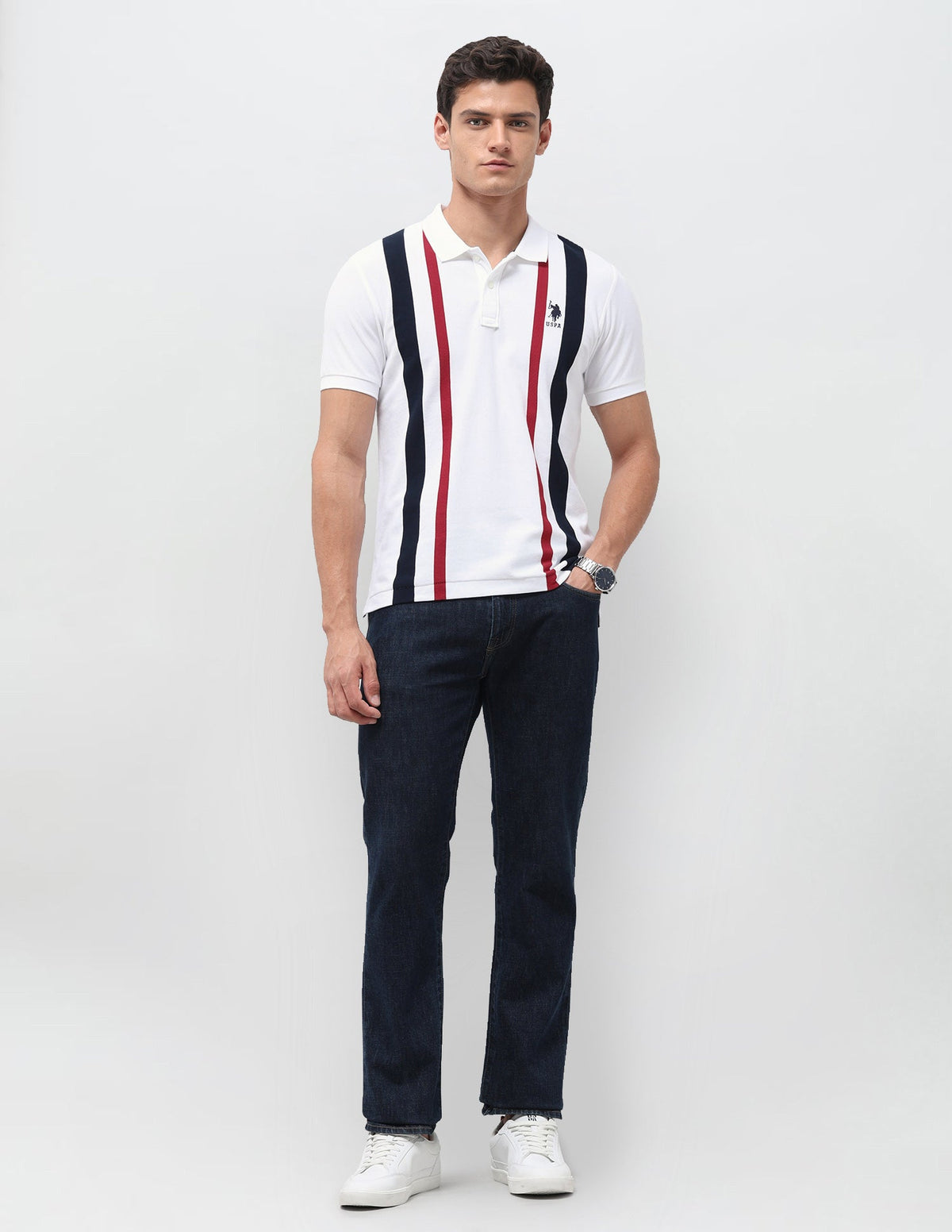 Vertical Striped Slim Fit Polo Shirt USP0