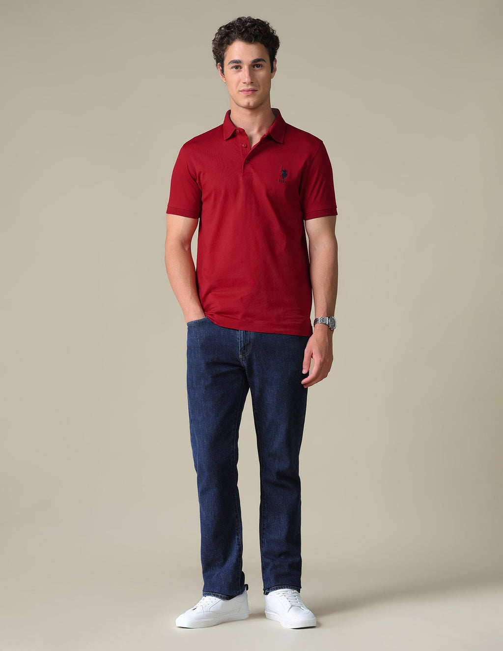 Regular Fit Solid Polo Shirt USP0