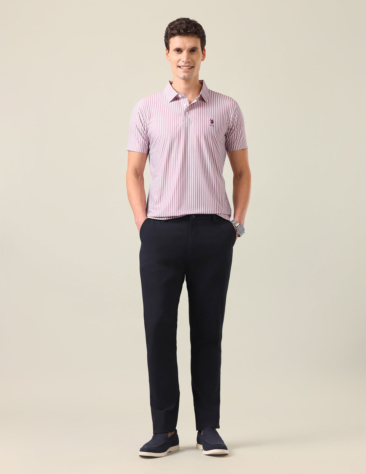 Vertical Striped Slim Fit Polo Shirt USP0