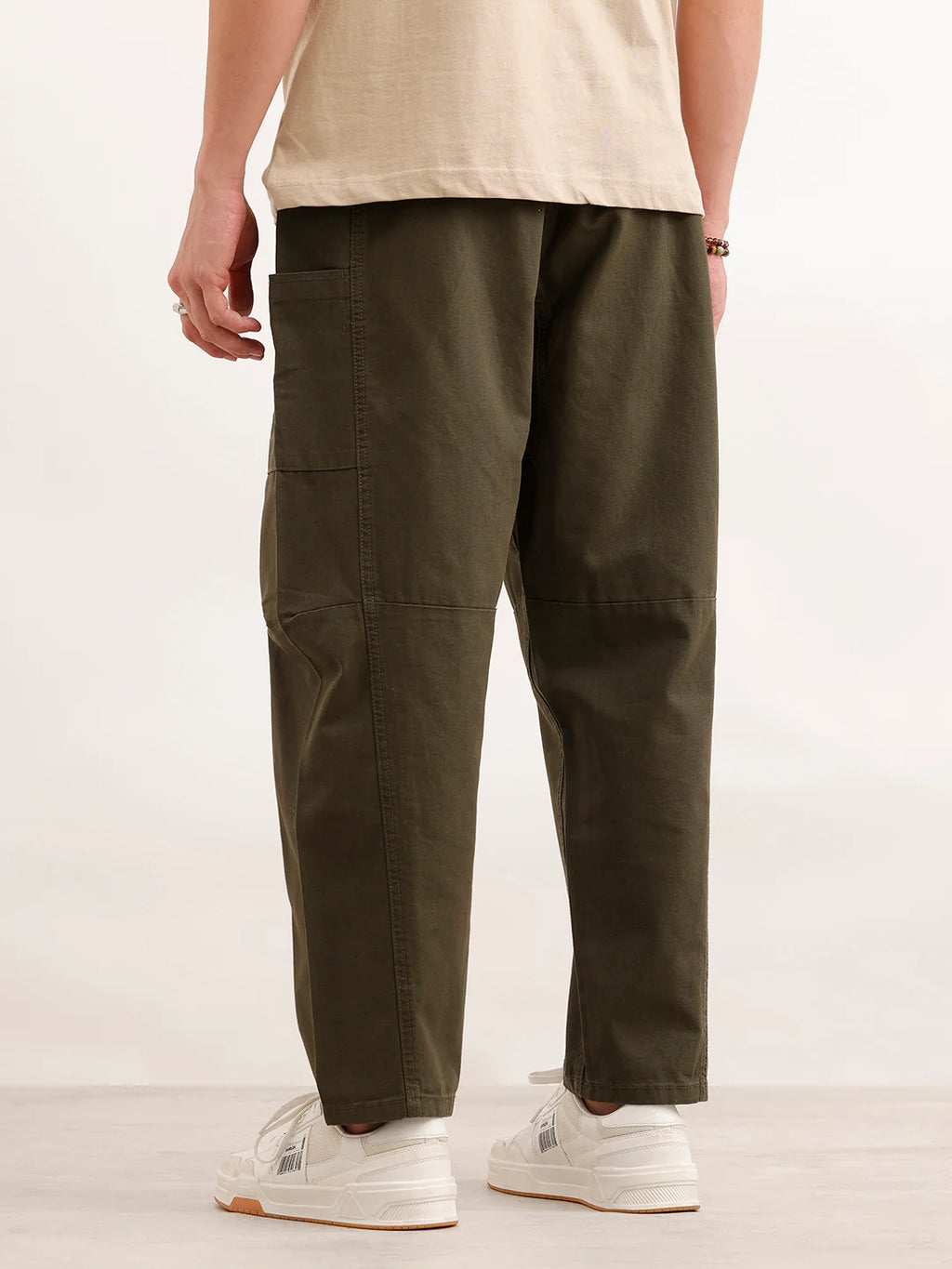 Barrel Fit Cut & Sew Trousers | Olive