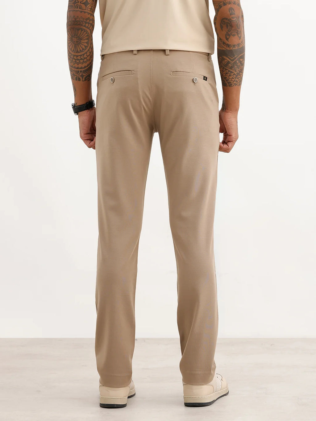 Solid Slim Fit Hyper-Flex Trouser | Brown