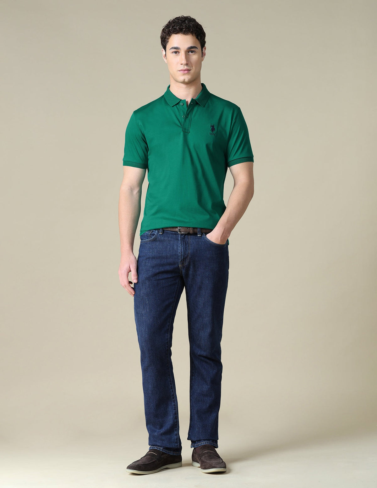 Solid Regular Fit Polo Shirt USP0