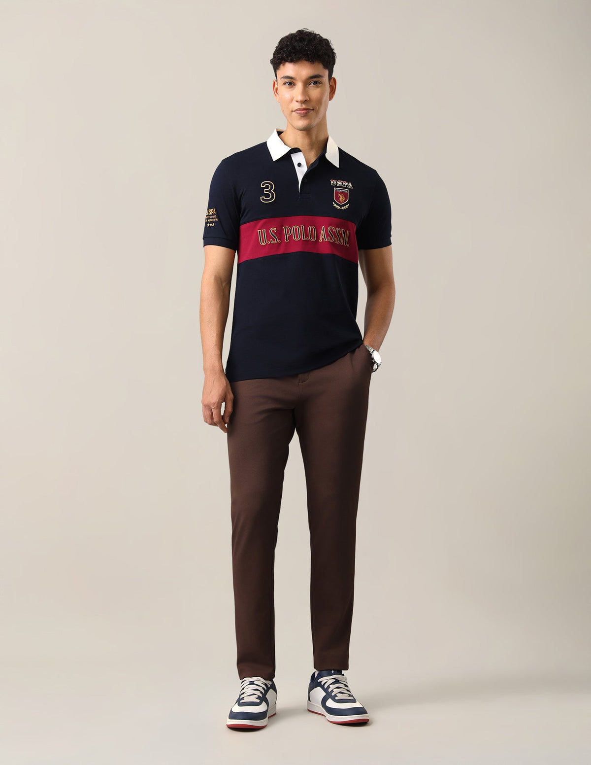Brand Embroidered Slim Fit Polo Shirt USP0