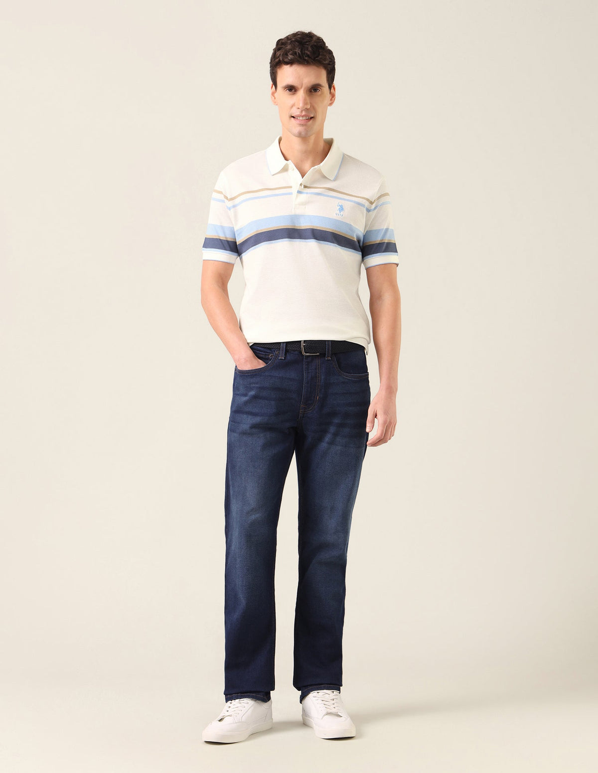 Horizontal Striped Slim Fit Polo Shirt USP0