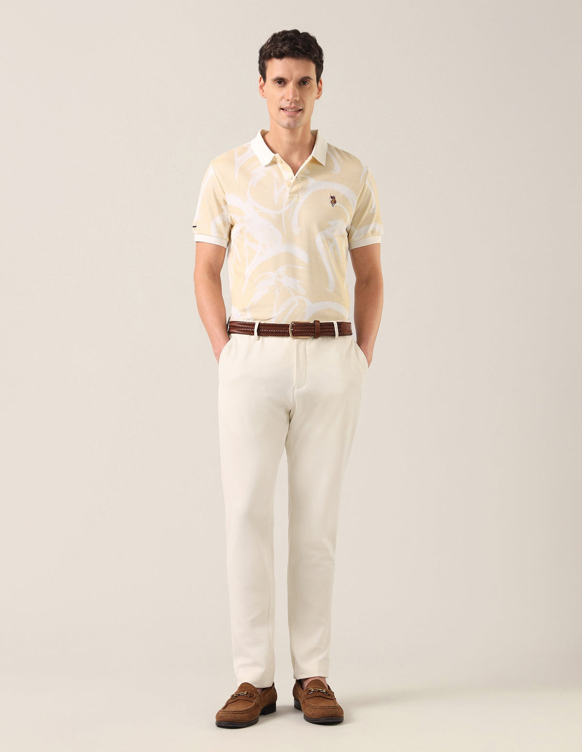 Abstract Printed Slim Fit Polo Shirt USP0