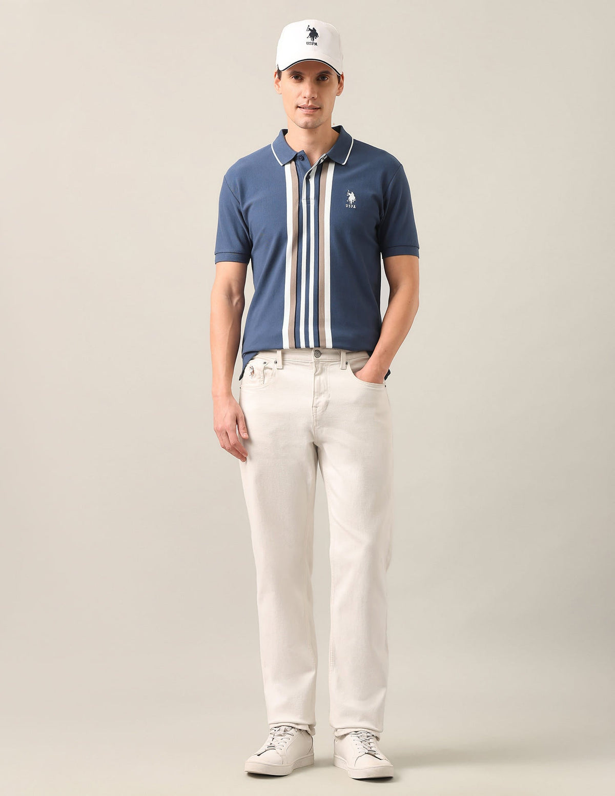 Vertical Striped Slim Fit Polo Shirt USP0