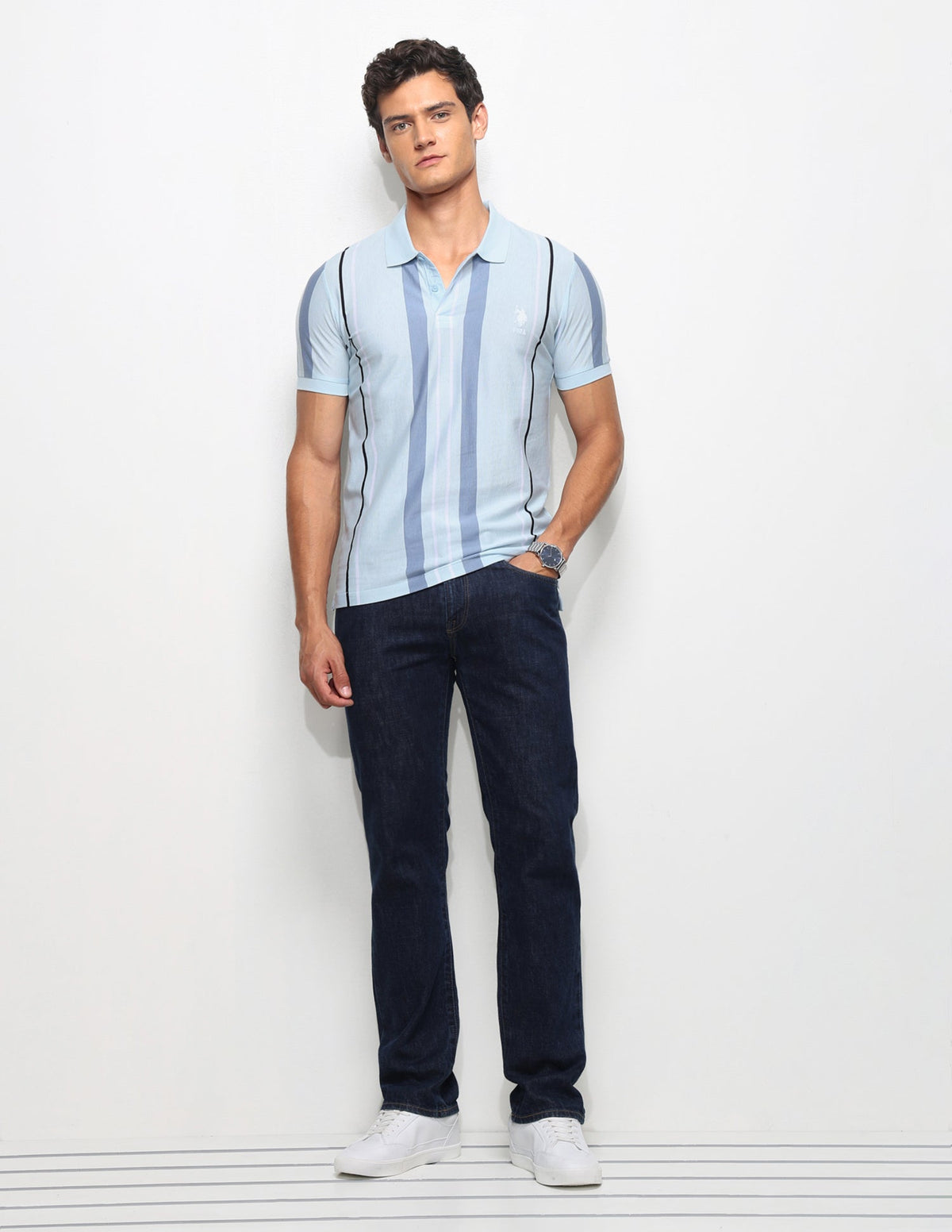 Vertical Striped Slim Fit Polo Shirt USP0