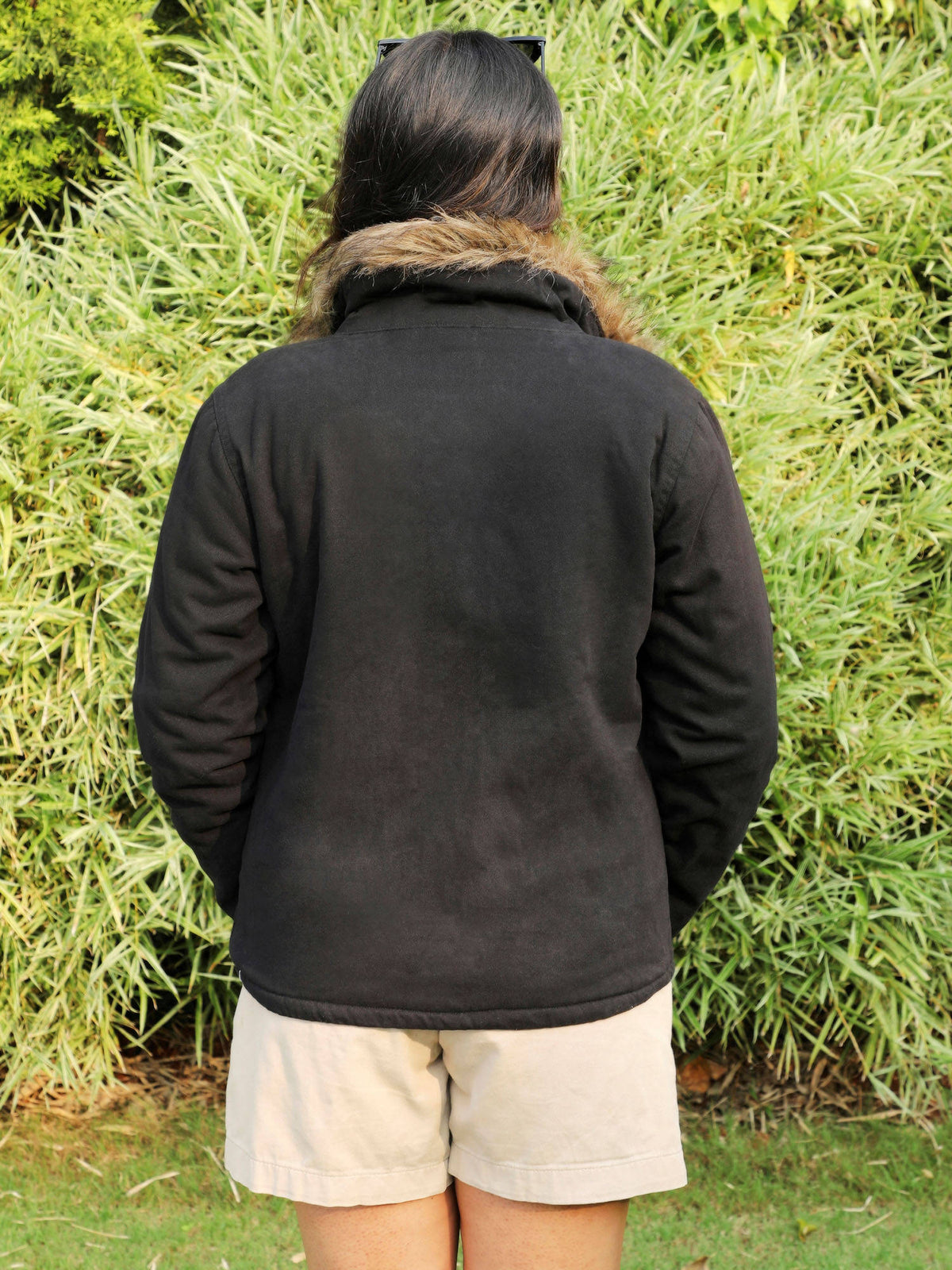 Womens Zip-Front Jacket with Fur Details | JC78 - view 3