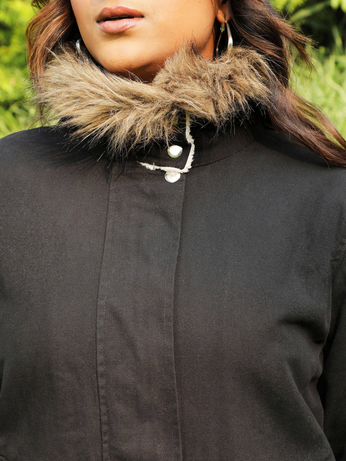 Womens Zip-Front Jacket with Fur Details | JC78 - view 5