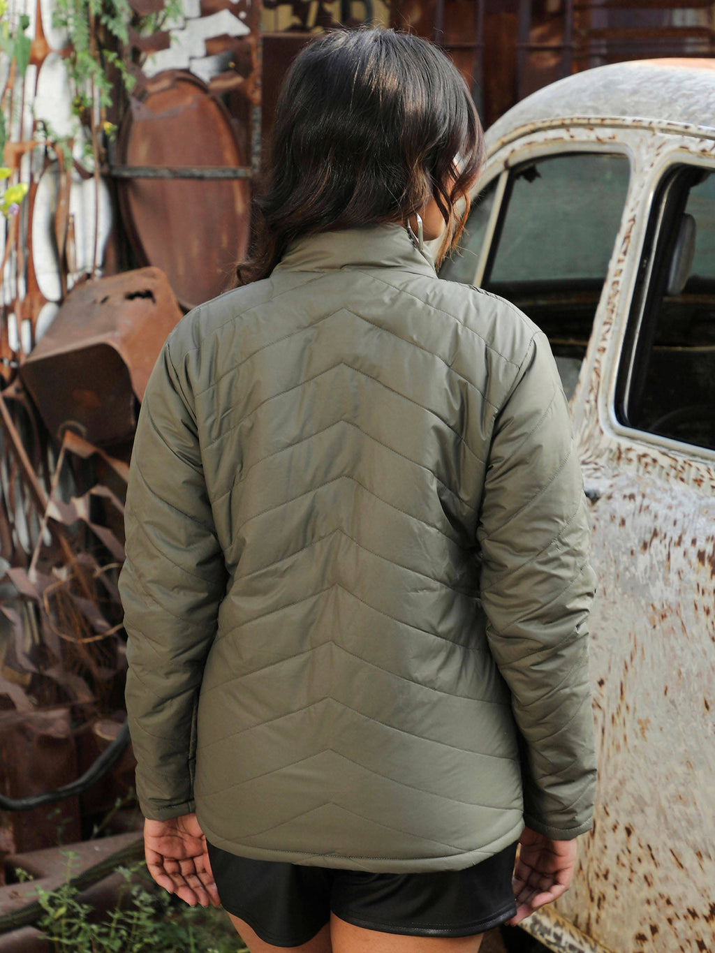 Womens Quilted Puffer Jacket with Zip Closure | JC78 - view 4