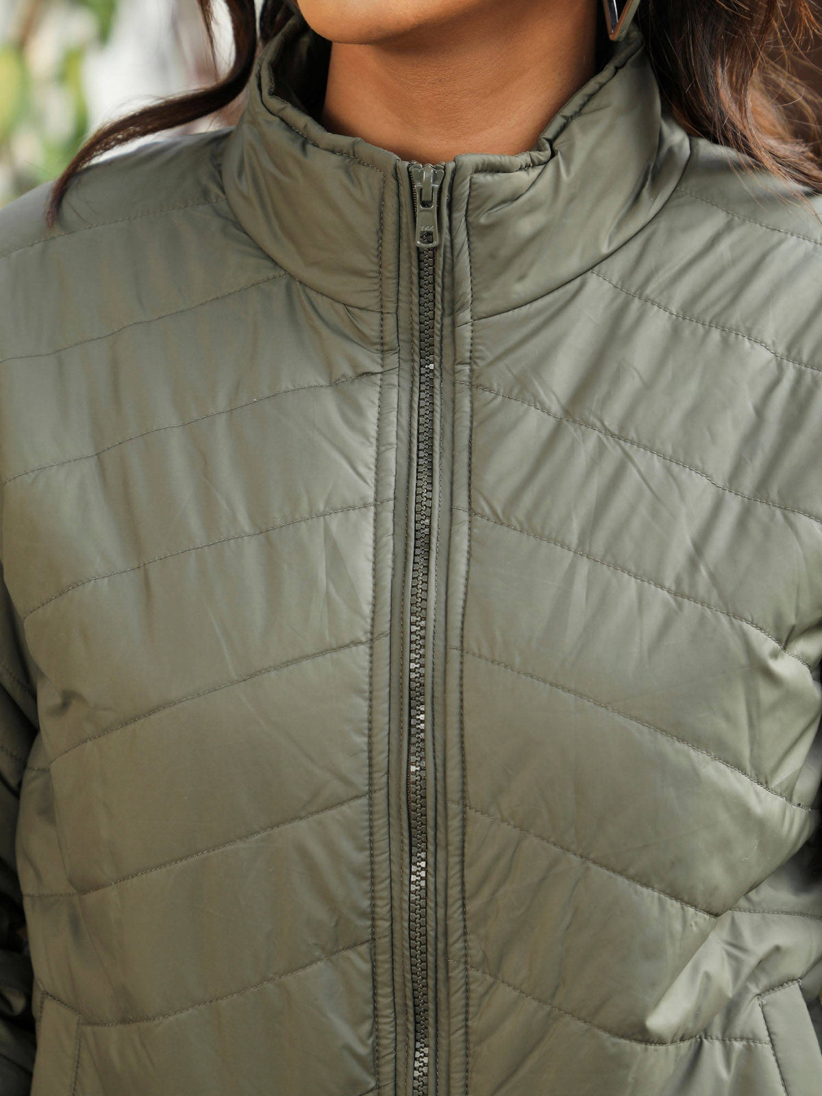 Womens Quilted Puffer Jacket with Zip Closure | JC78 - view 6