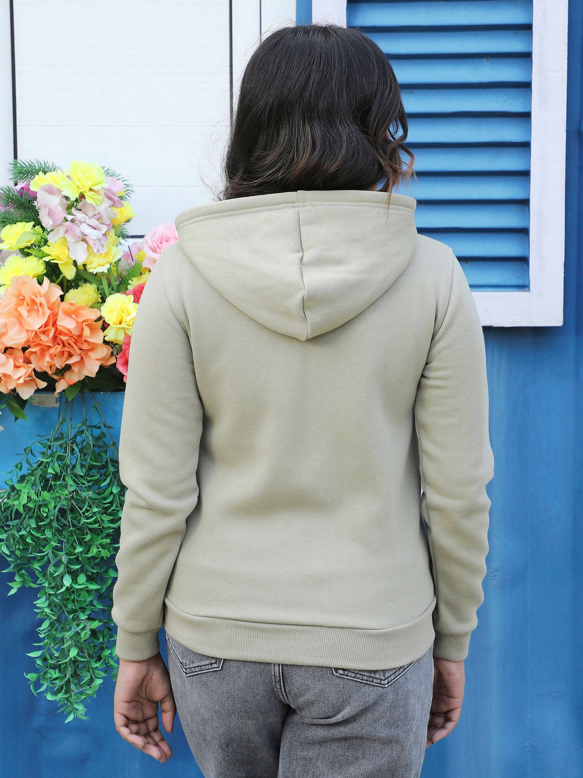 Womens Zip-Front Hoodie with Contrast Drawstring | HD56 - view 3
