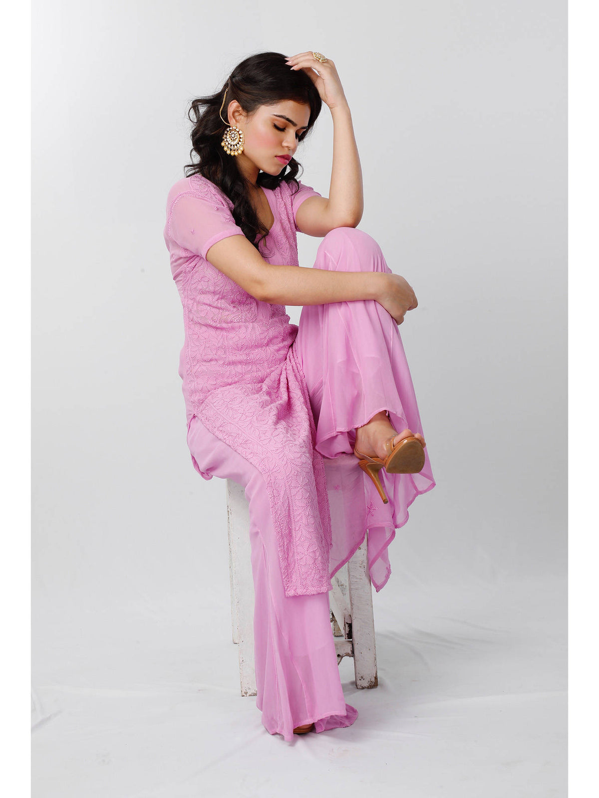 Purple Ale Chikankari Kurta | U3S - view 3