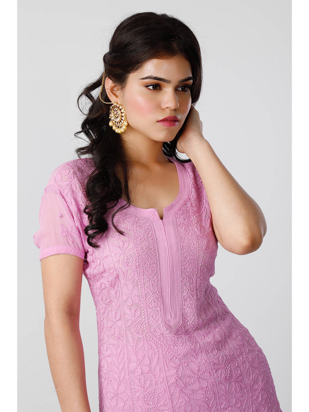 Purple Ale Chikankari Kurta | U3S - view 4