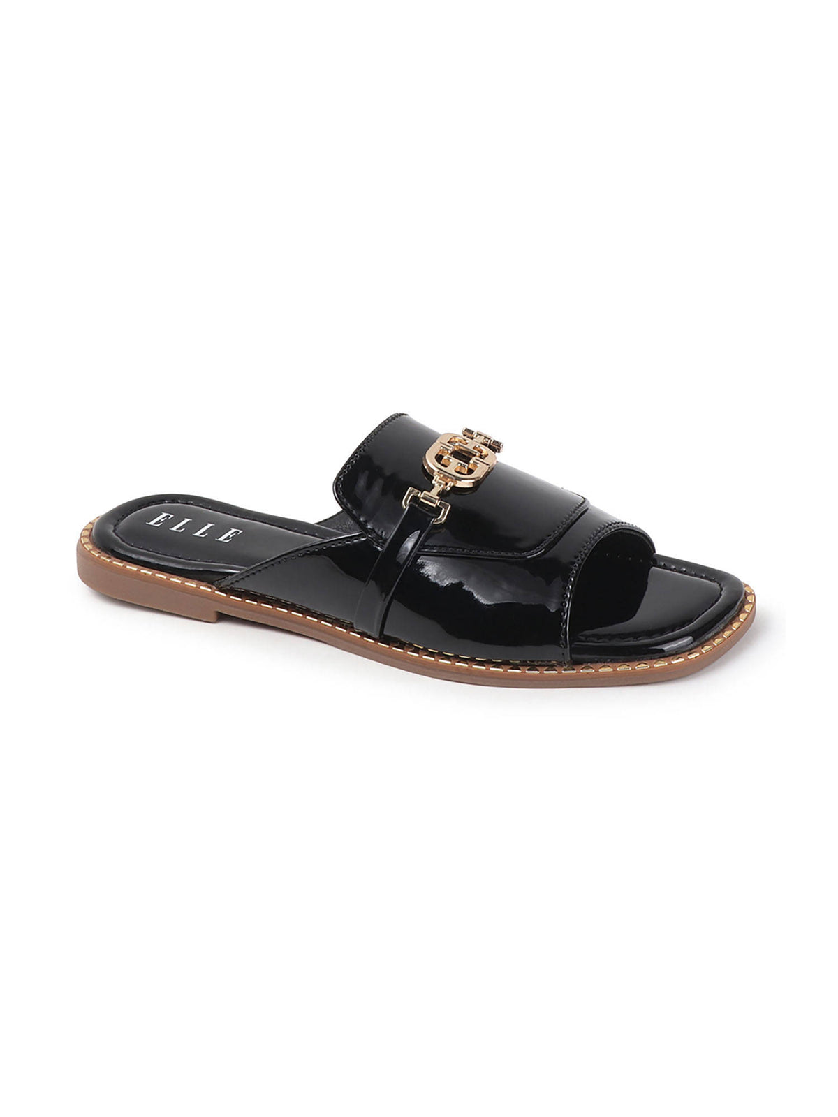 Black Women's Stylish Slip-On Flats with Embellishment | F61 - view 3