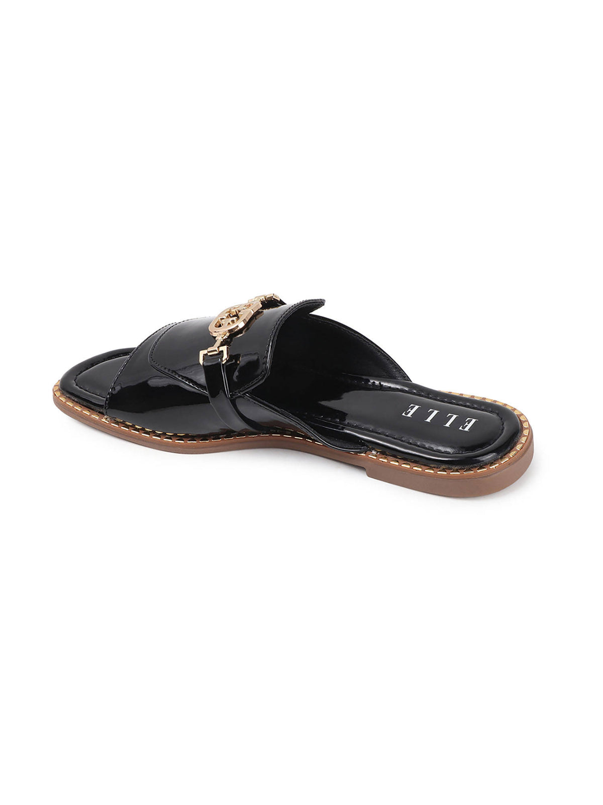 Black Women's Stylish Slip-On Flats with Embellishment | F61 - view 5