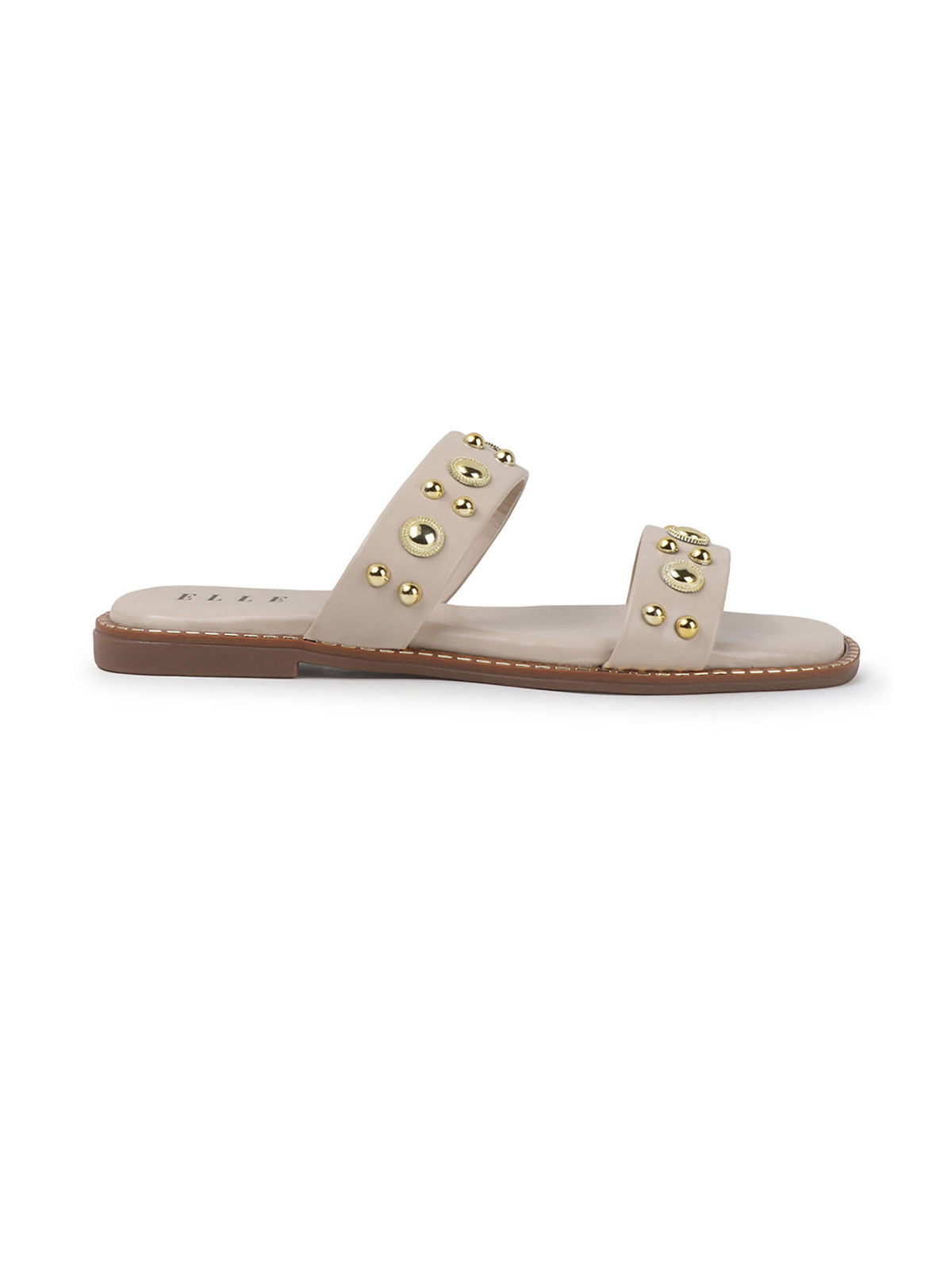 Black Women's Double-Strap Studded Flats | F61 - view 13