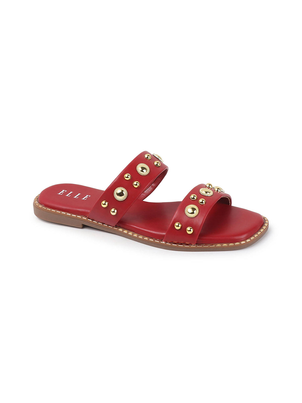 Cream Women's Double-Strap Studded Flats | F61 - view 10