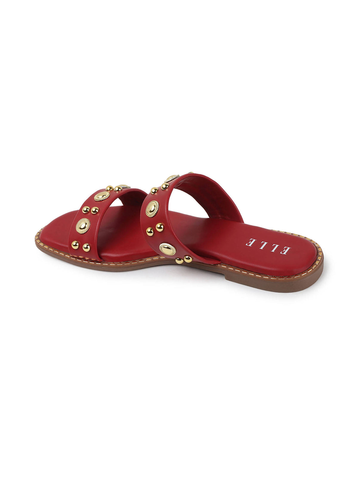 Cream Women's Double-Strap Studded Flats | F61 - view 12