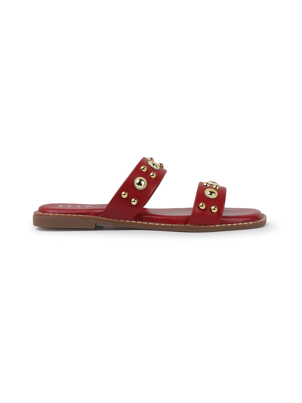 Cream Women's Double-Strap Studded Flats | F61 - view 13