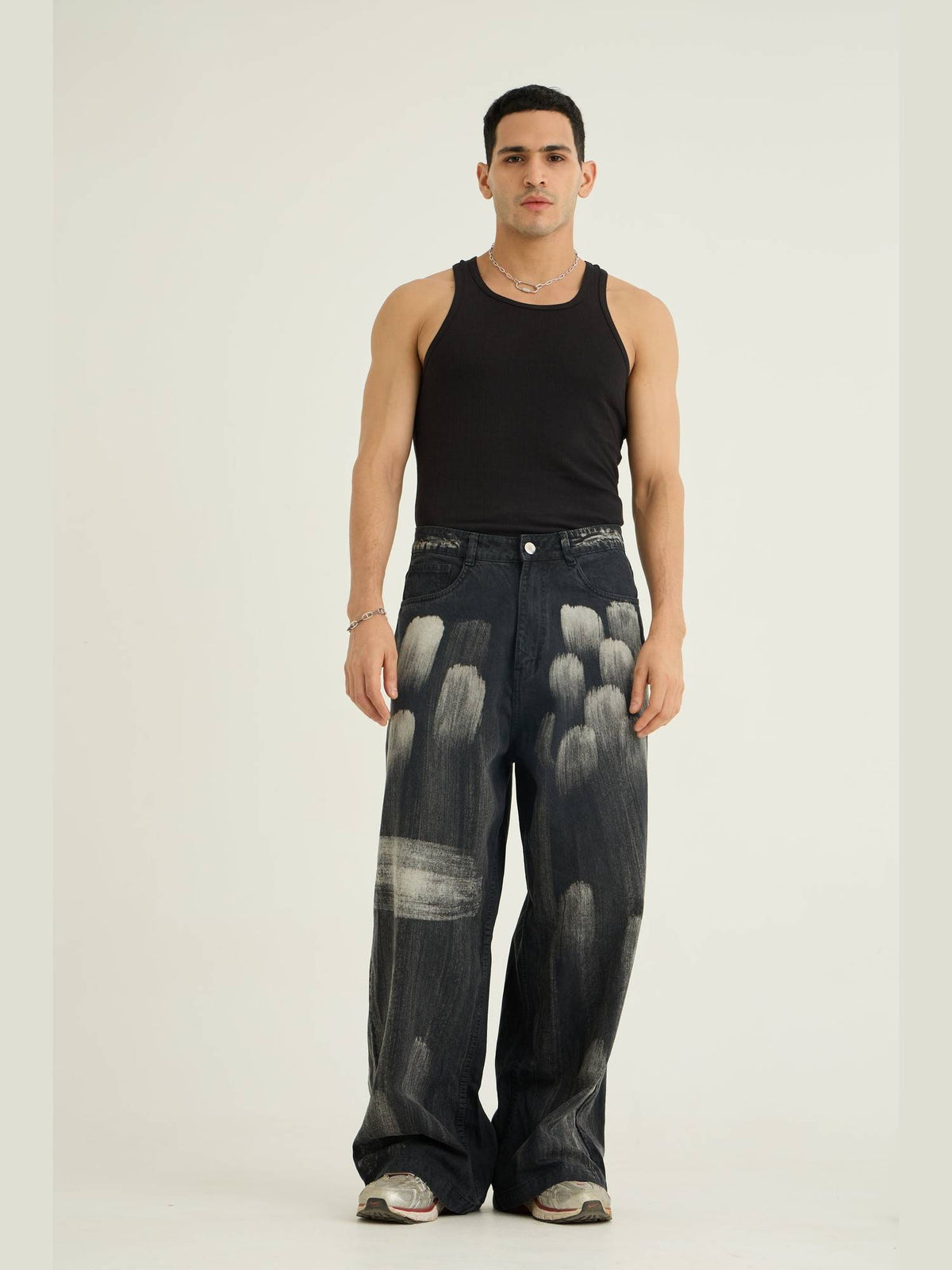 Black Brushed Baggy Jeans | RF89 - view 4