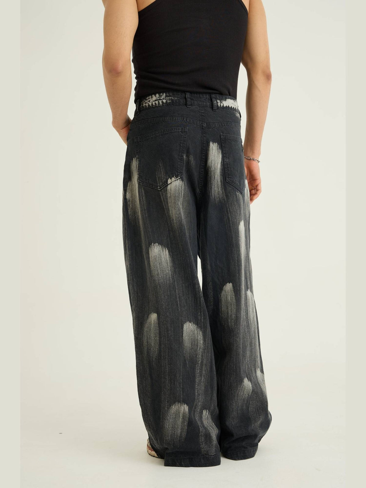 Black Brushed Baggy Jeans | RF89 - view 2