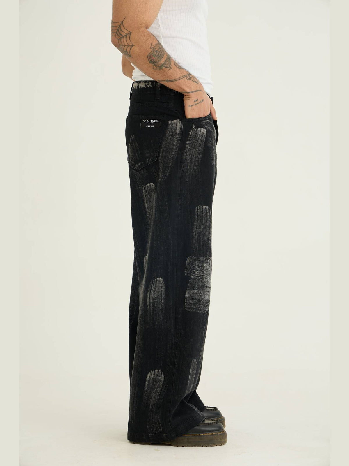 Black Brushed Baggy Jeans | RF89 - view 5