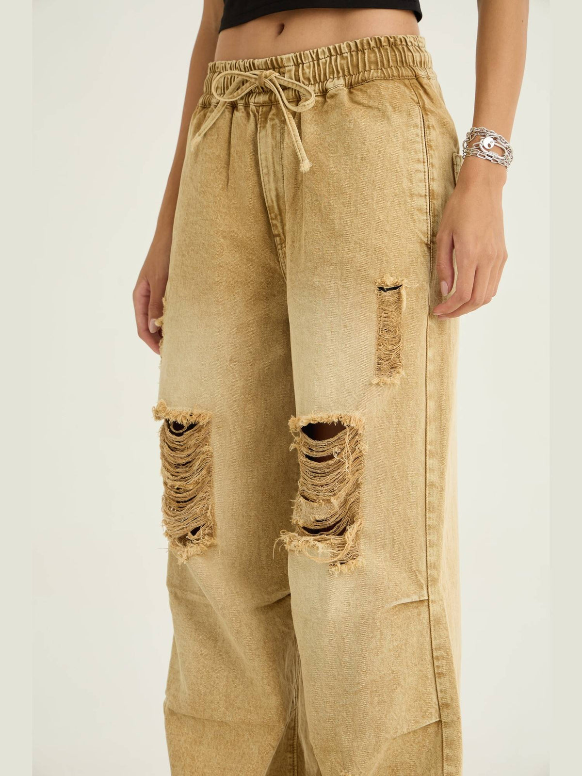 Brown Sand Wash Baggy Jeans | RF89 - view 4