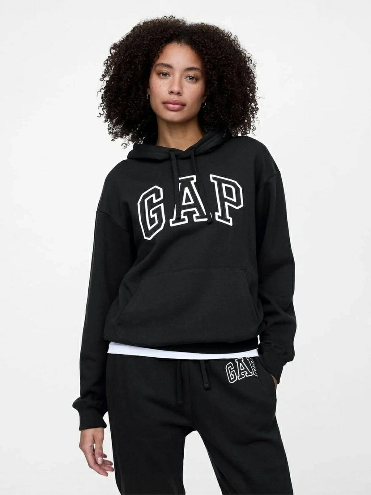 Black Women's Logo Hooded Full Sleeve Zip-Front Hoodies | HD56 - view 1