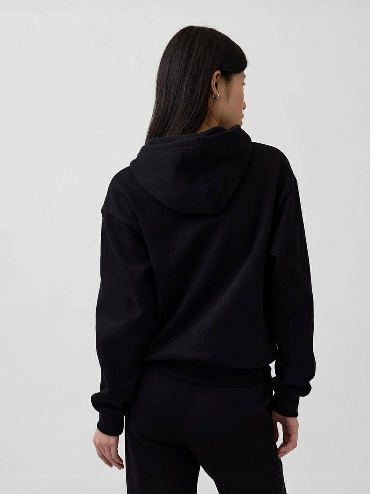 Black Women's Logo Hooded Full Sleeve Zip-Front Hoodies | HD56 - view 2