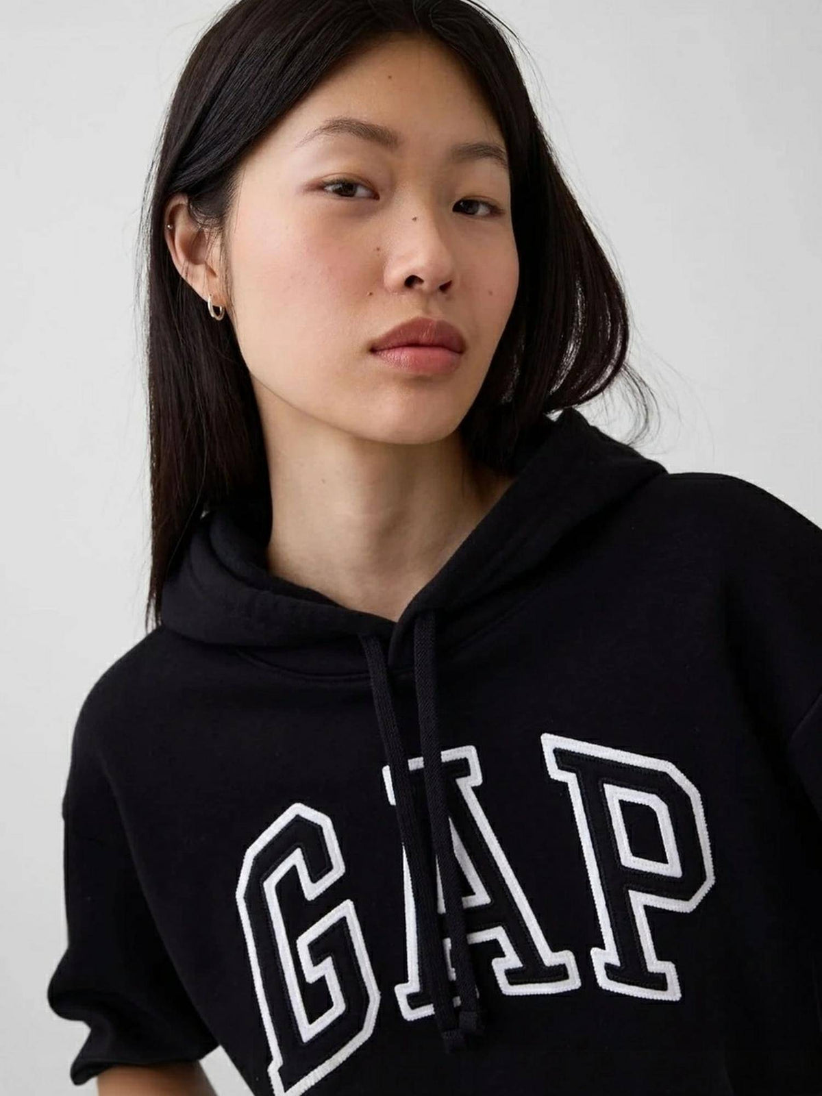 Black Women's Logo Hooded Full Sleeve Zip-Front Hoodies | HD56 - view 4